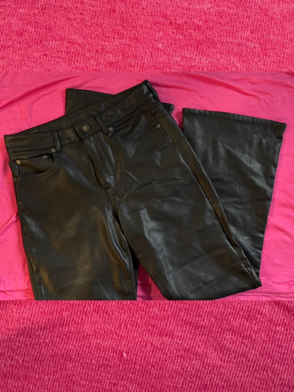 Women's Faux Leather Black Jeans